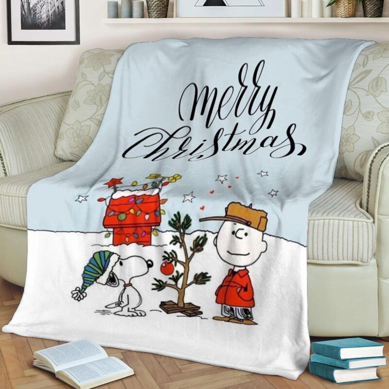 Peanuts Snoopy And Charlie Brown Merry Christmas Gift Comfy Sofa Throw Blanket Gift 4