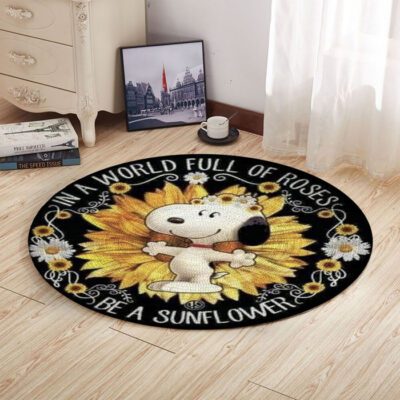 Peanuts Snoopy Be A Sunflower Christmas Gift Round Rug Living Room And Bed Room Rug Gift Us Decor