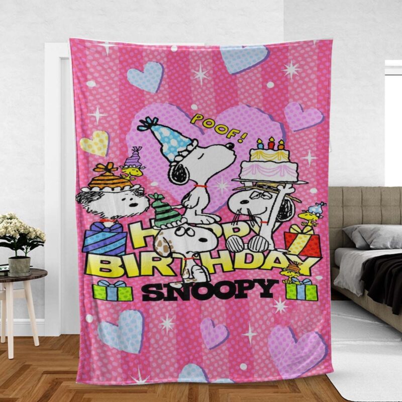 Peanuts Snoopy Happy Birthday Blanket 2 Peanuts Snoopy Gift For Fans Comfy Sofa Throw Blanket Gift 2