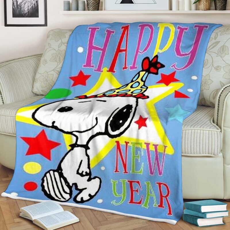Peanuts Snoopy Happy New Year Blanket 2 Peanuts Snoopy Gift For Fans Comfy Sofa Throw Blanket Gift 2