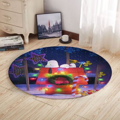 Peanuts Snoopy Merry Christmas Round Rug Living Room And Bed Room Rug Gift Us Decor