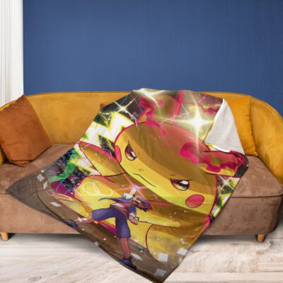 Pikachu Satoshi Pokemon Gift Pikachu Satoshi Pokemon Gift For Fan Comfy Sofa Throw Blanket Gift 2