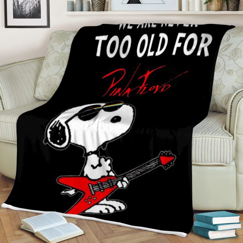 Snoopy Rock Star We Are Never Too Old For Pink Floyd Comfy Sofa Throw Blanket Gift