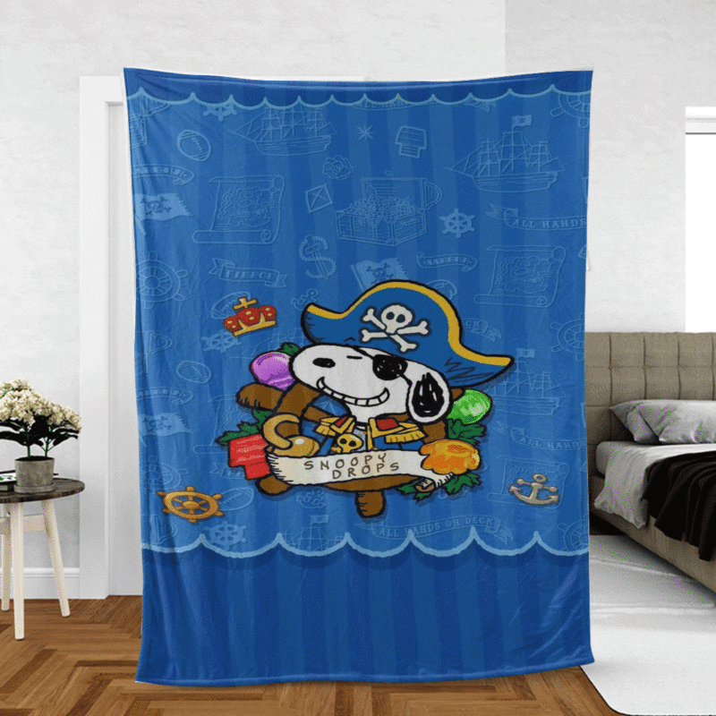 Pirate Snoopy Charlie Brown The Peanuts Cartoon Ver2 Gift Lover Comfy Sofa Throw Blanket Gift 1