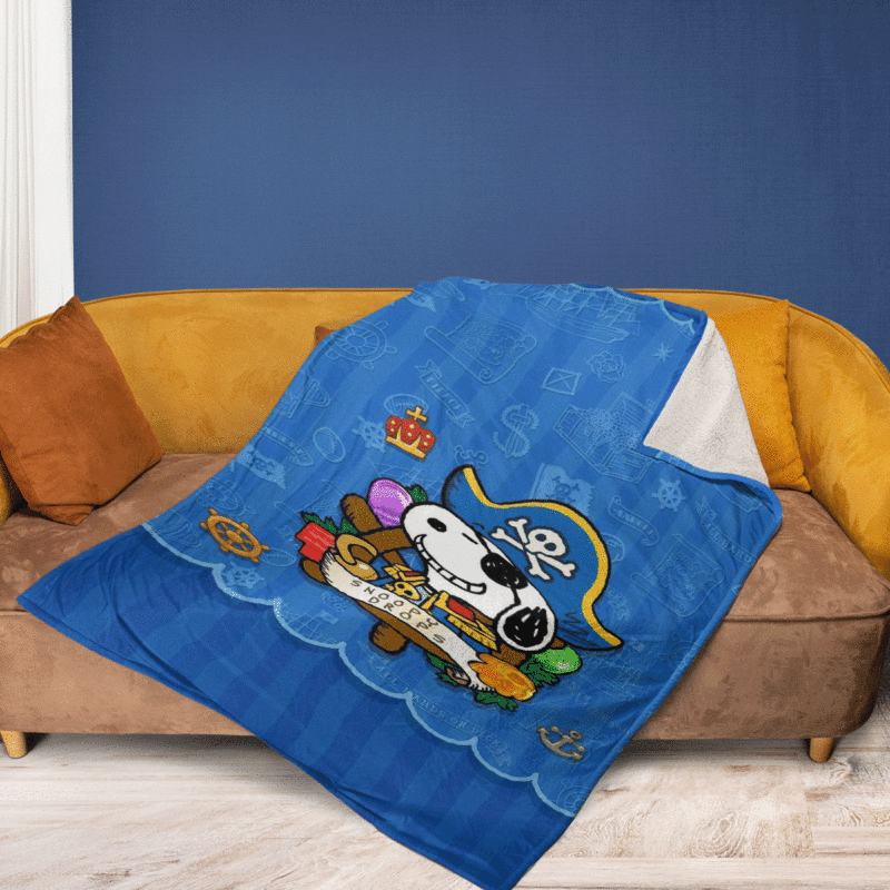 Pirate Snoopy Charlie Brown The Peanuts Cartoon Ver2 Gift Lover Comfy Sofa Throw Blanket Gift 2