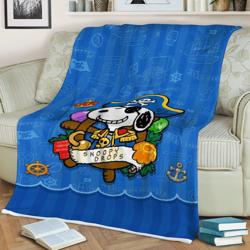 Pirate Snoopy Charlie Brown The Peanuts Cartoon Ver2 Gift Lover Comfy Sofa Throw Blanket Gift