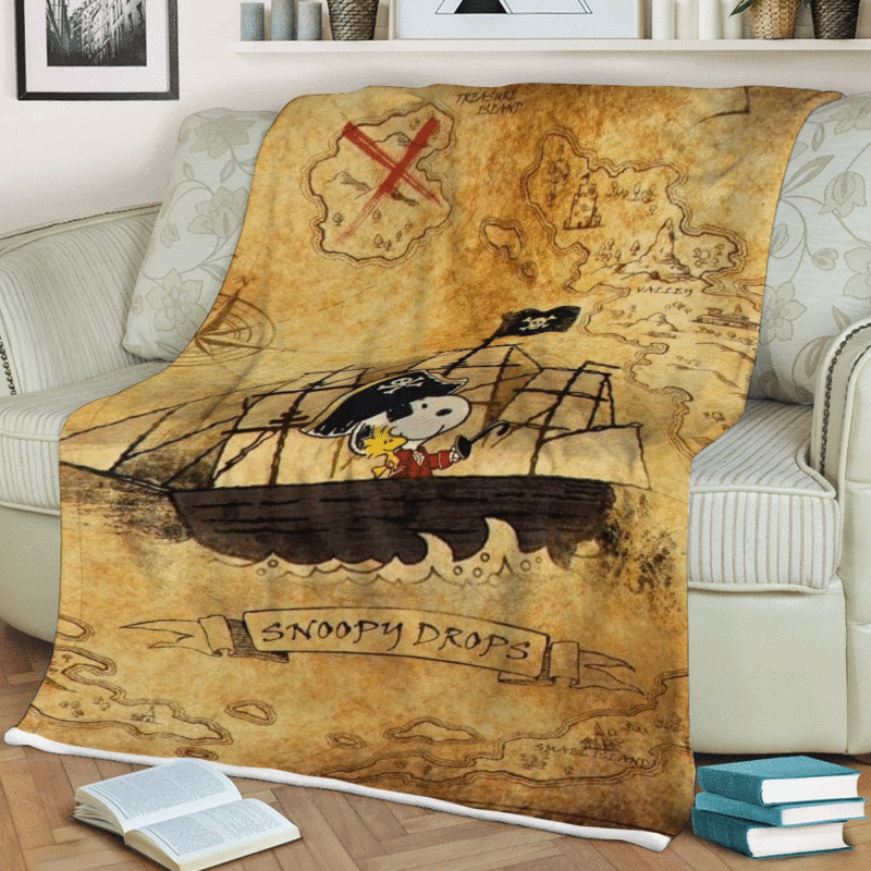 Pirate Snoopy Charlie Brown The Peanuts Cartoon Ver3 Gift Lover Comfy Sofa Throw Blanket Gift 2