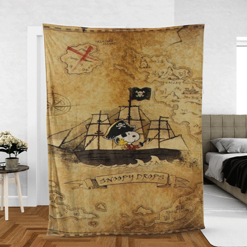 Pirate Snoopy Charlie Brown The Peanuts Cartoon Ver3 Gift Lover Comfy Sofa Throw Blanket Gift
