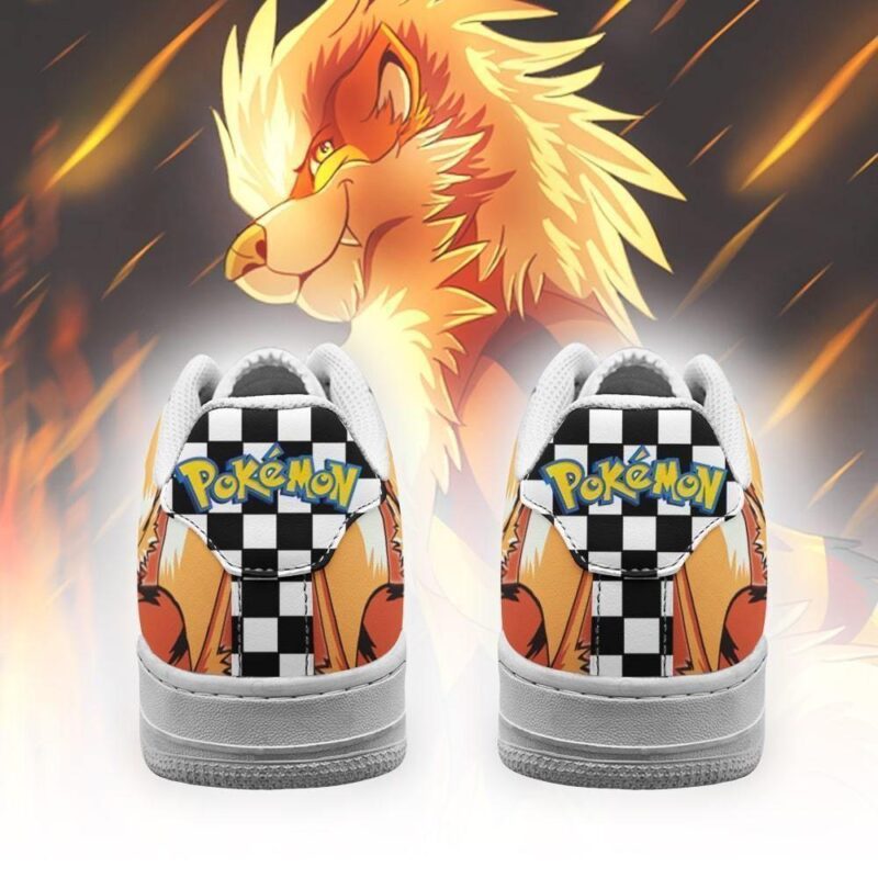 Poke Arcanine Sneakers Checkerboard Custom Pokemon Shoes Air Force 1 Sneakers 2