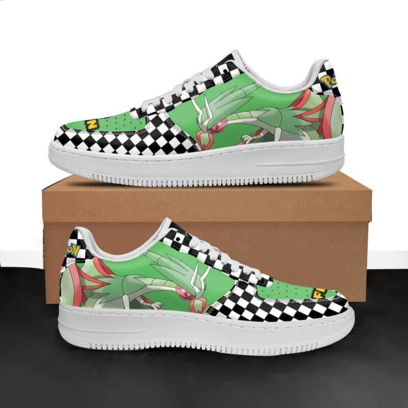 Poke Flygon Sneakers Checkerboard Custom Pokemon Shoes Air Force 1 Sneakers