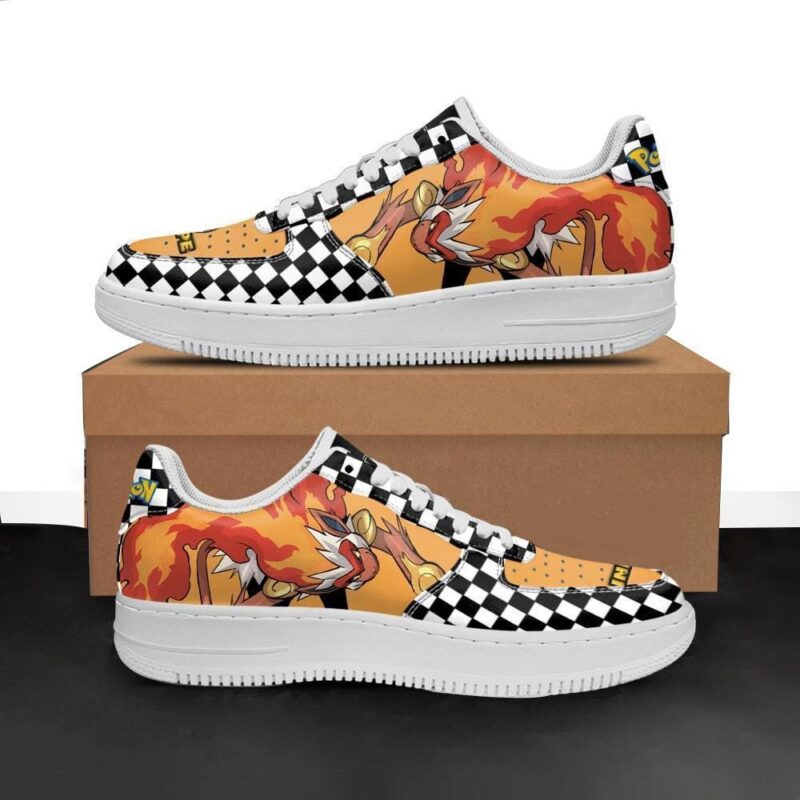 Poke Infernape Sneakers Checkerboard Custom Pokemon Shoes Air Force 1 Sneakers