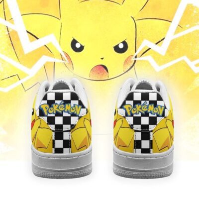Poke Pikachu Sneakers Checkerboard Custom Pokemon Shoes Air Force 1 Sneakers 2