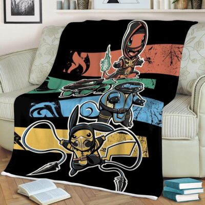 Pokemon And Mortal Kompat, Pokemon And Mortal Kompat Gift For Fan Comfy Sofa Throw Blanket Gift