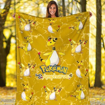 Pokemon Let's Go Ampharos Fleece Blanket Funny Gift