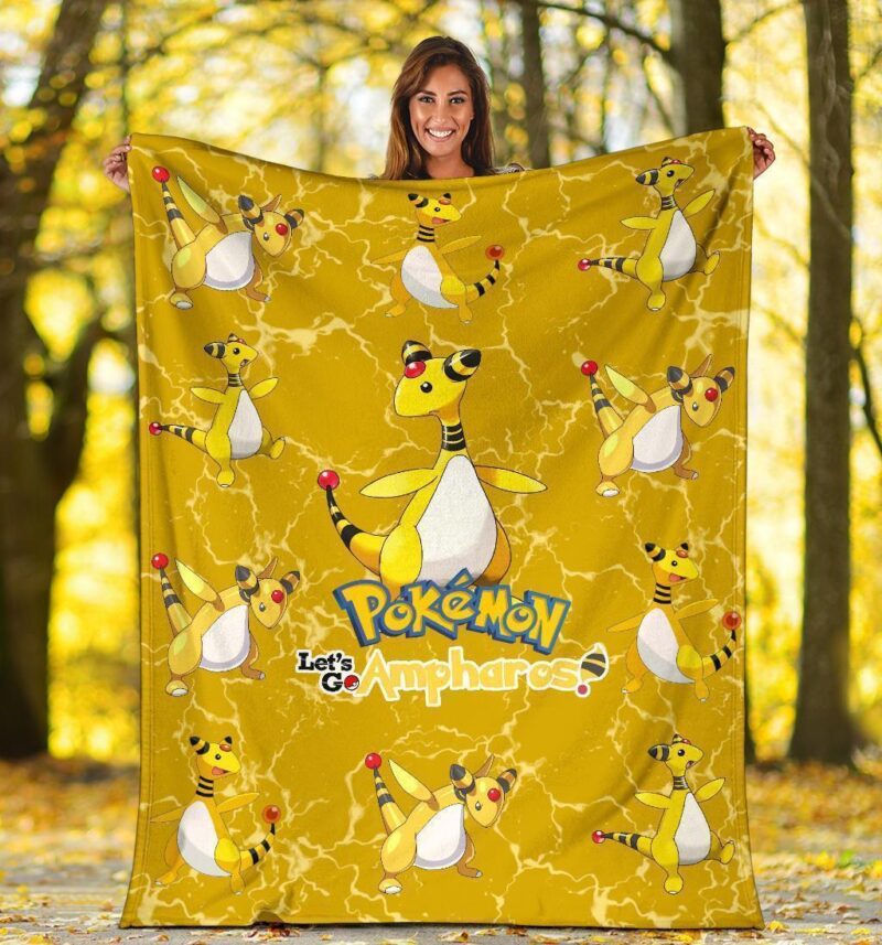 Pokemon Let's Go Ampharos Fleece Blanket Funny Gift