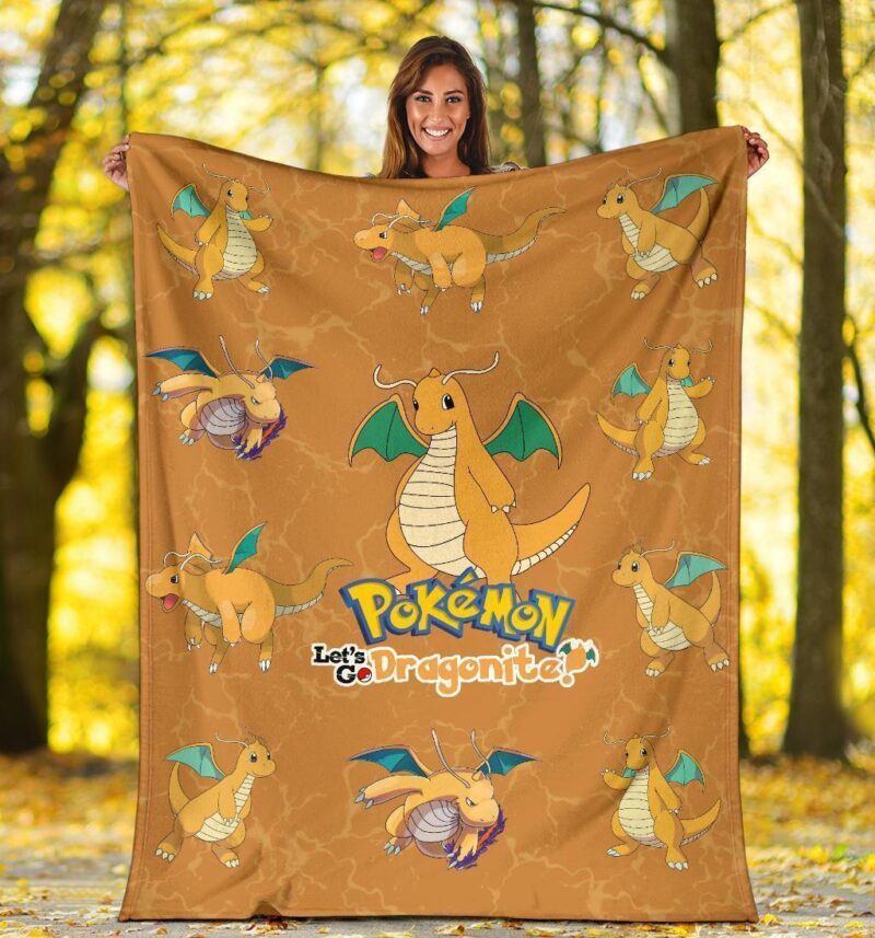 Pokemon Let's Go Dragonite Fleece Blanket Funny Gift