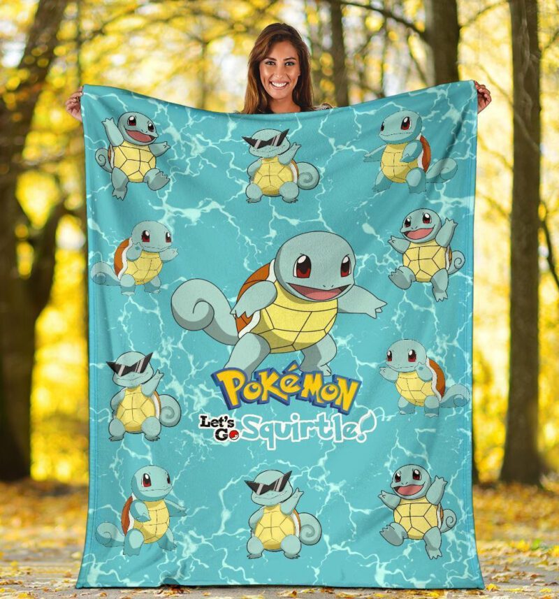 Pokemon Let's Go Squirtle Fleece Blanket Funny Gift Idea
