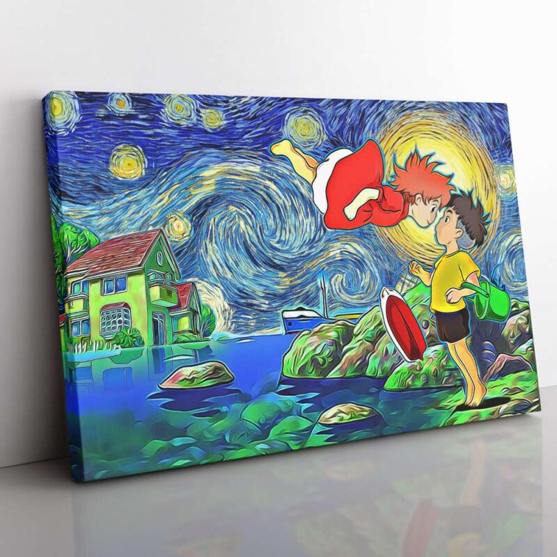 Ponyo Starry Night Studio Ghibli Canvas Poster Print Wall Art Decor