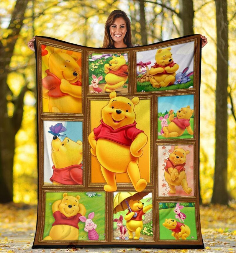 Pooh Bear Fleece Blanket Custom Winnie The Pooh Fan Home Decoration