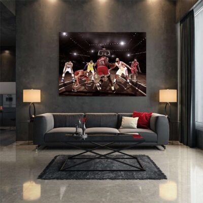 Poster Prints Michael Jordan Vs Giannis Antetokounmpo King James Harden Steph Curry NBA Players Basketball Gift Poster Canvas Wall Art Boys Room 1