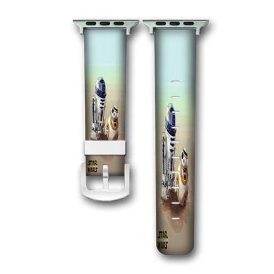 R2 D2 and BB8 Star Wars The Force Awakens Custom Apple Watch Band Genuine Wrist Band Replacement