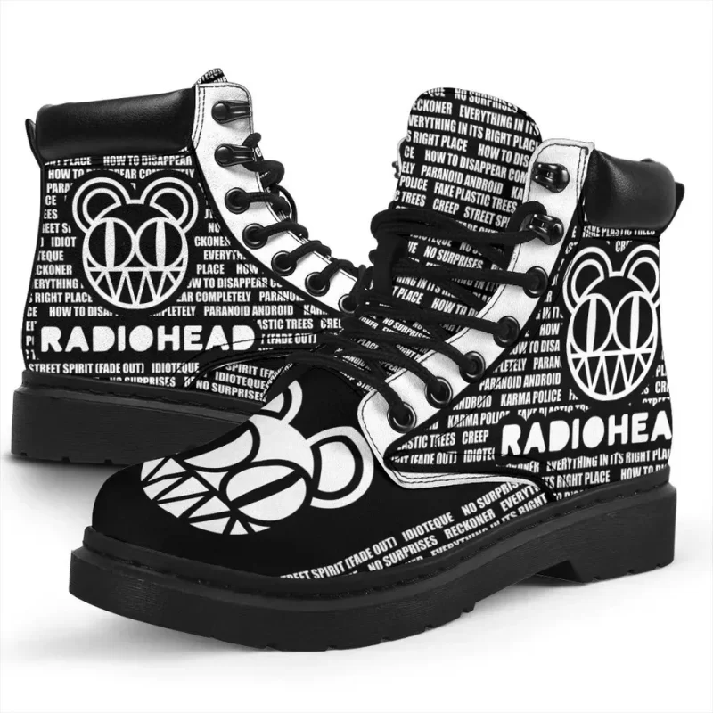 Radiohead Boots Shoes Amazing For Music Fan Working Boots Leather Boots Timber Motorcycle Boots 2