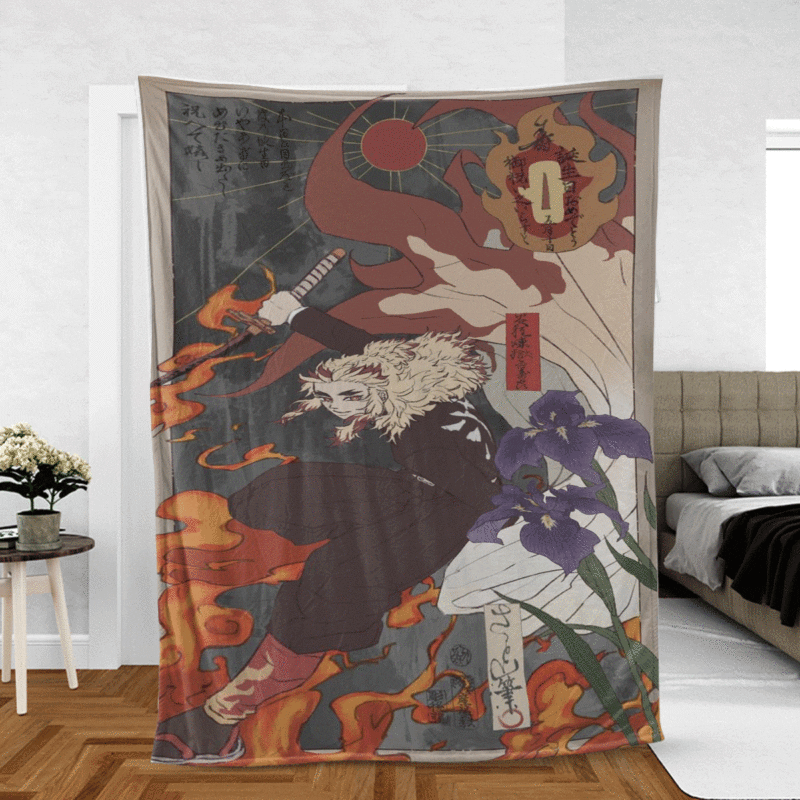 Rengoku Kyojuro Anime Kimetsu No Yaiba Anime Gift Lover Comfy Sofa Throw Blanket Gift