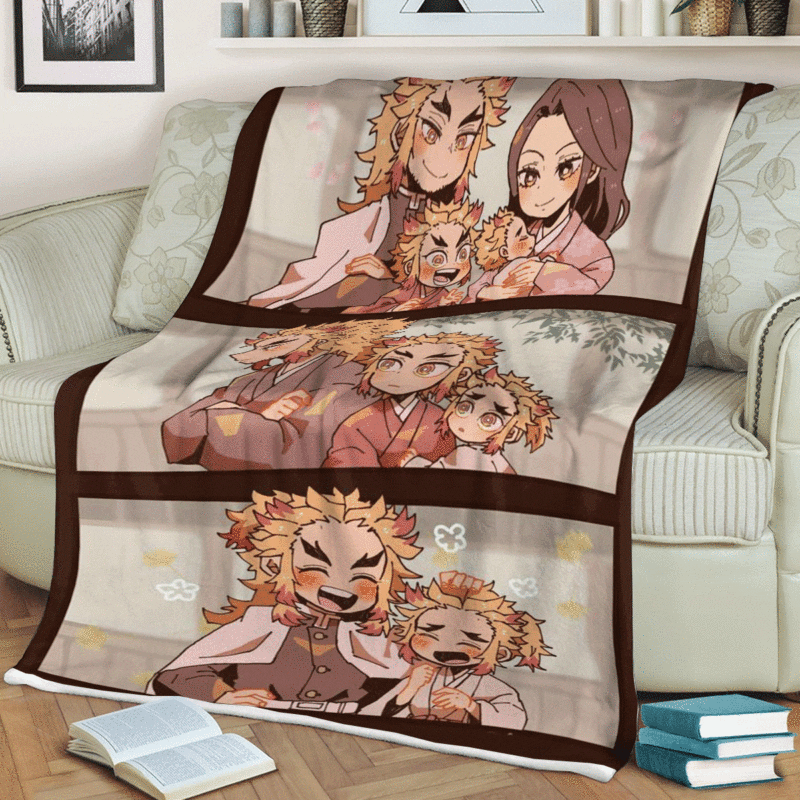 Rengoku Kyojuro Love Family Kimetsu no Yaiba Wiki Anime Gift Lover Comfy Sofa Throw Blanket Gift