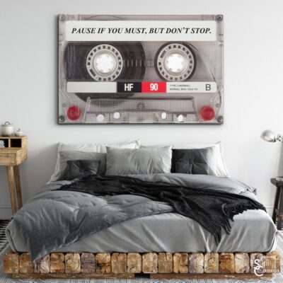 Retro Canvas Art Pause If You Must Cassette Tape Motivational Inspirational Wall Art Framed Canvas Poster Print 3