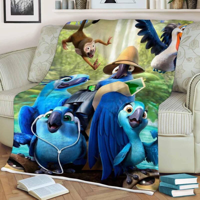 Blu Jewel Tiago and Bia Angry Birds Rio Film Comfy Sofa Throw Blanket Gift