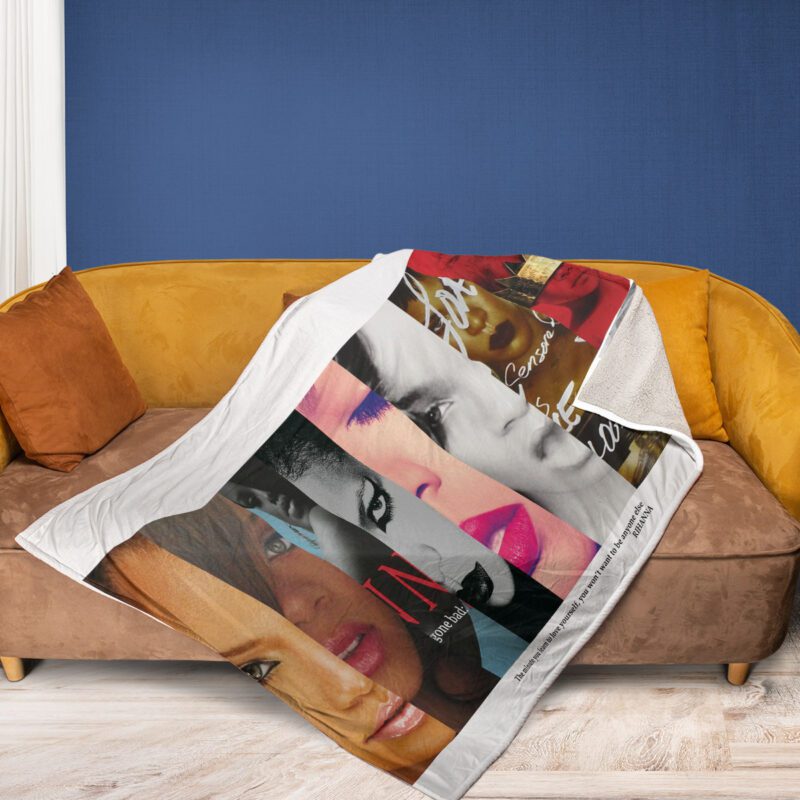 Robyn Rihanna Fenty Album Collage Comfy Sofa Throw Blanket Gift