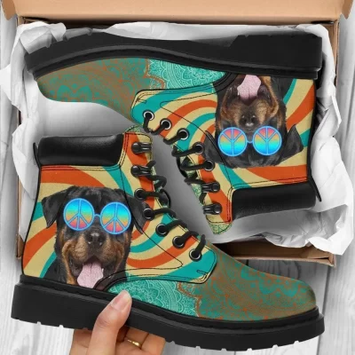 Rottweiler Dog Boots Shoes Hippie Style Funny