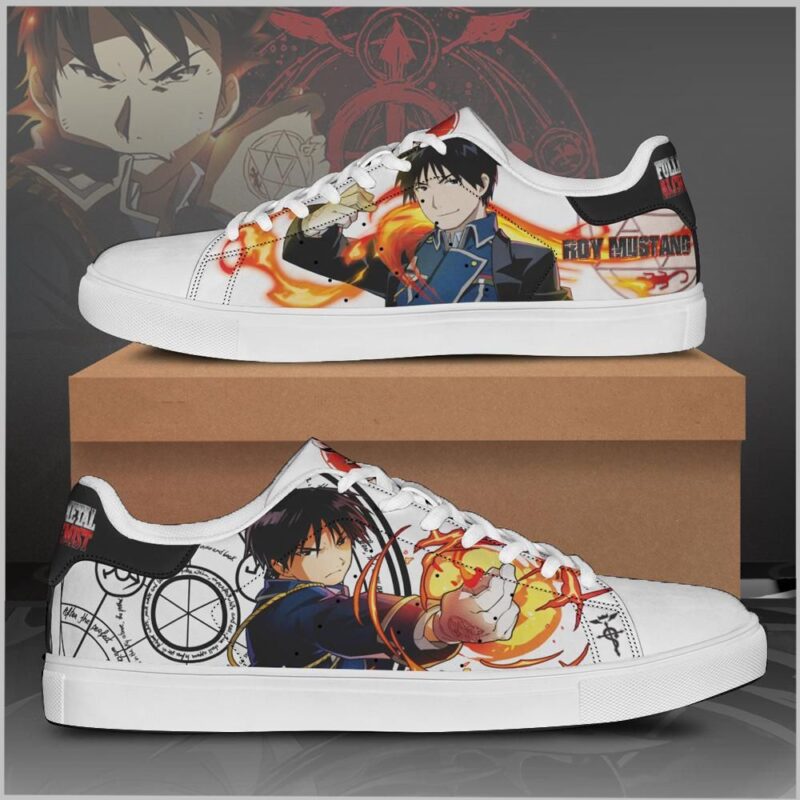 Roy Mustang Fullmetal Alchemist Low Top Leather Skate Shoes