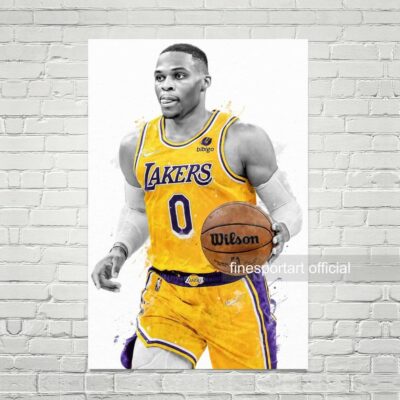 Russell Westbrook Los Angeles Poster, Canvas, Basketball Print, Sports Wall Art