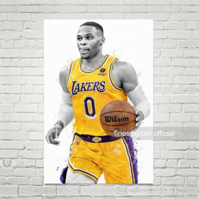 Russell Westbrook Los Angeles Poster, Canvas, Basketball Print, Sports Wall Art