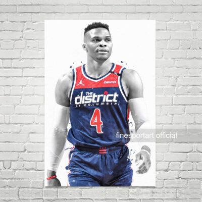 Russell Westbrook Washington Poster, Canvas, Basketball Print, Sports Wall Art