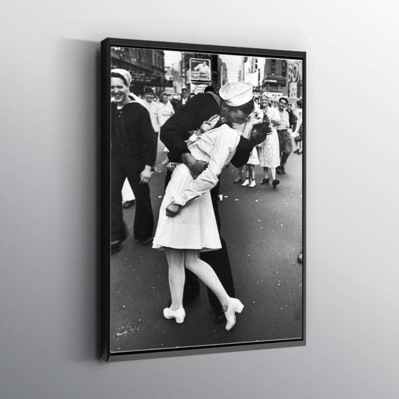 Sailor Kissing Nurse In Times Square Black And White Wall Art Canvas