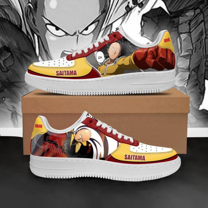 Saitama Sneakers One Punch Man Anime Custom Shoes Air Force 1 Sneakers