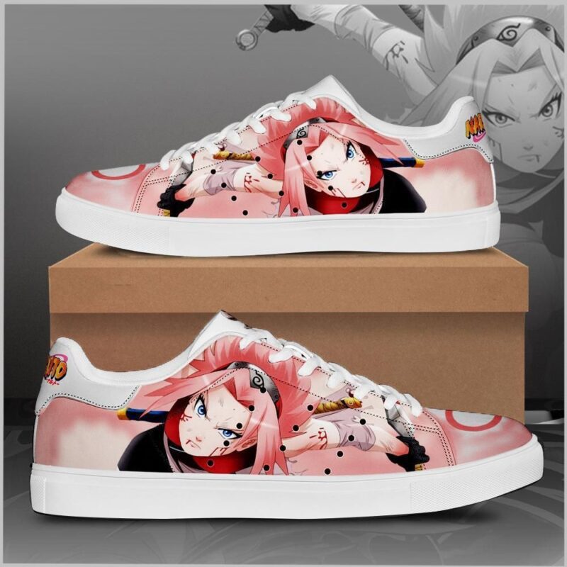 Sakura Haruno Naruto Low Top Leather Skate Shoes