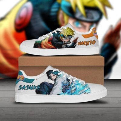 Sasuke And Naruto Low Top Leather Skate Shoes
