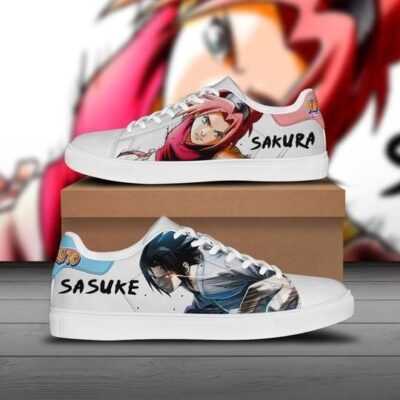 Sasuke And Sakura Naruto Low Top Leather Skate Shoes