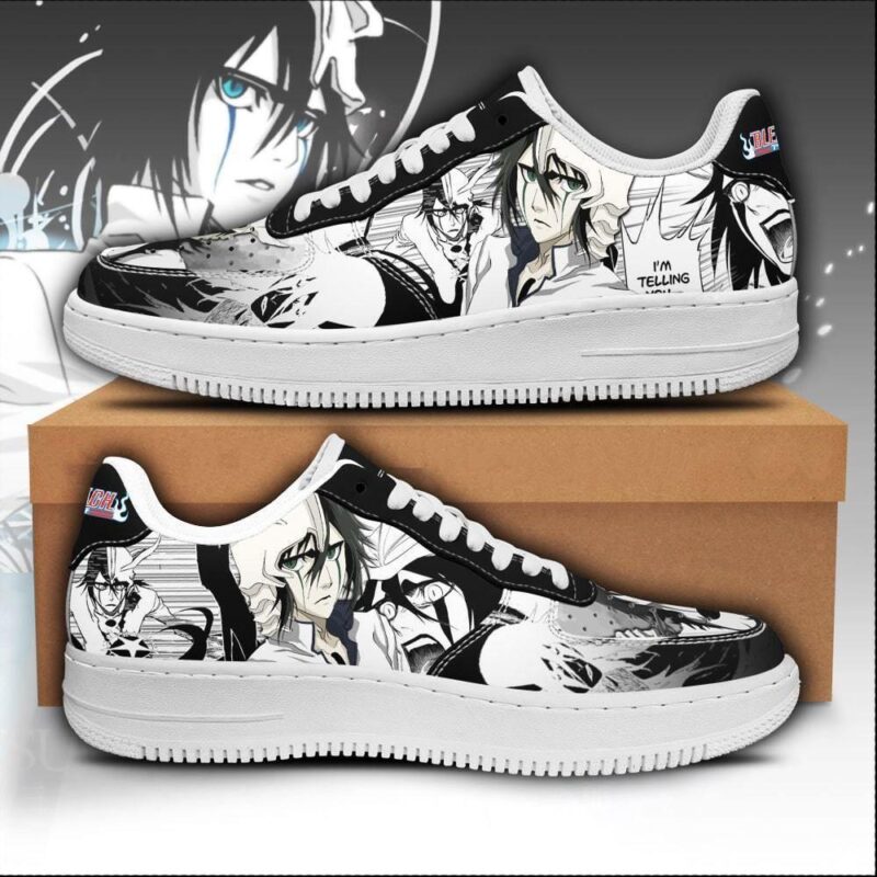 Schiffer Ulquiorra Sneakers Bleach Anime Shoes Fan Gift Idea Air Force 1 Sneakers