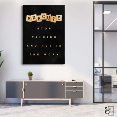Scrabble Canvas Art Execute Definition Pieces Quote Inspirational Framed Canvas Wall Art Poster Print 3
