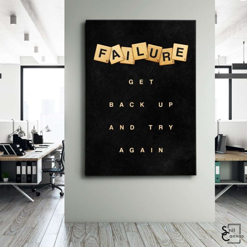 Scrabble Canvas Art - "Failure" Definition Pieces Quote Inspirational Framed Canvas Wall Art Poster Print