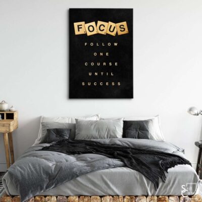 Scrabble Canvas Art Focus Definition Pieces Quote Inspirational Framed Canvas Wall Art Poster Print 3