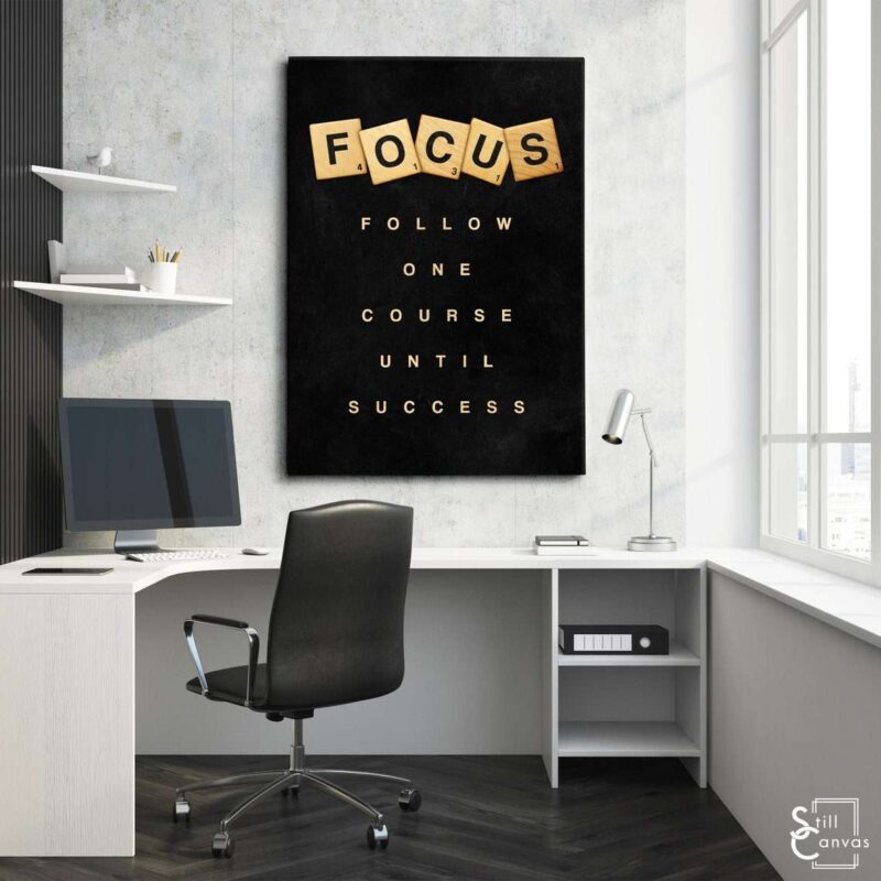 Scrabble Canvas Art - "Focus" Definition Pieces Quote Inspirational Framed Canvas Wall Art Poster Print