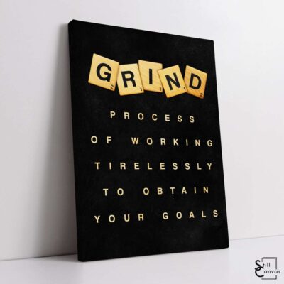 Scrabble Canvas Art Grind Definition Pieces Quote Inspirational Framed Canvas Wall Art Poster Print 1