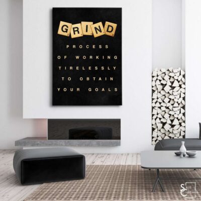 Scrabble Canvas Art Grind Definition Pieces Quote Inspirational Framed Canvas Wall Art Poster Print 3