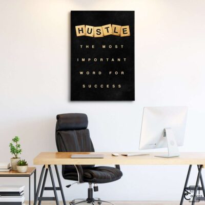 Scrabble Canvas Art Hustle Definition Pieces Quote Inspirational Framed Canvas Wall Art Poster Print 3