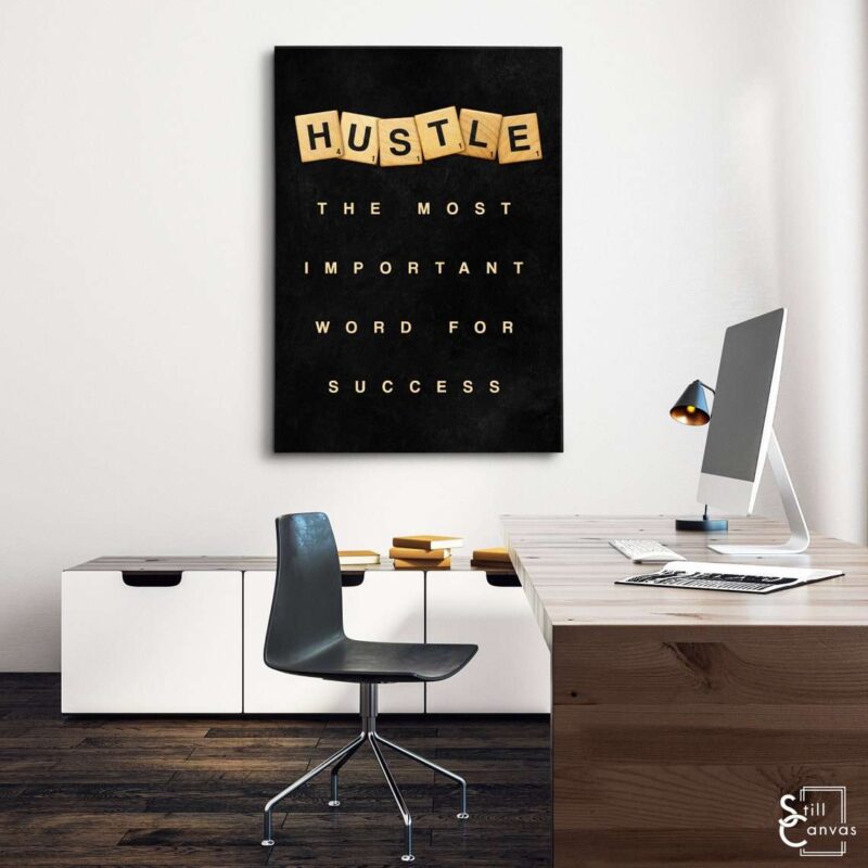 Scrabble Canvas Art - "Hustle" Definition Pieces Quote Inspirational Framed Canvas Wall Art Poster Print